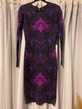 Felicity & Coco Black and Purple Midi Dress